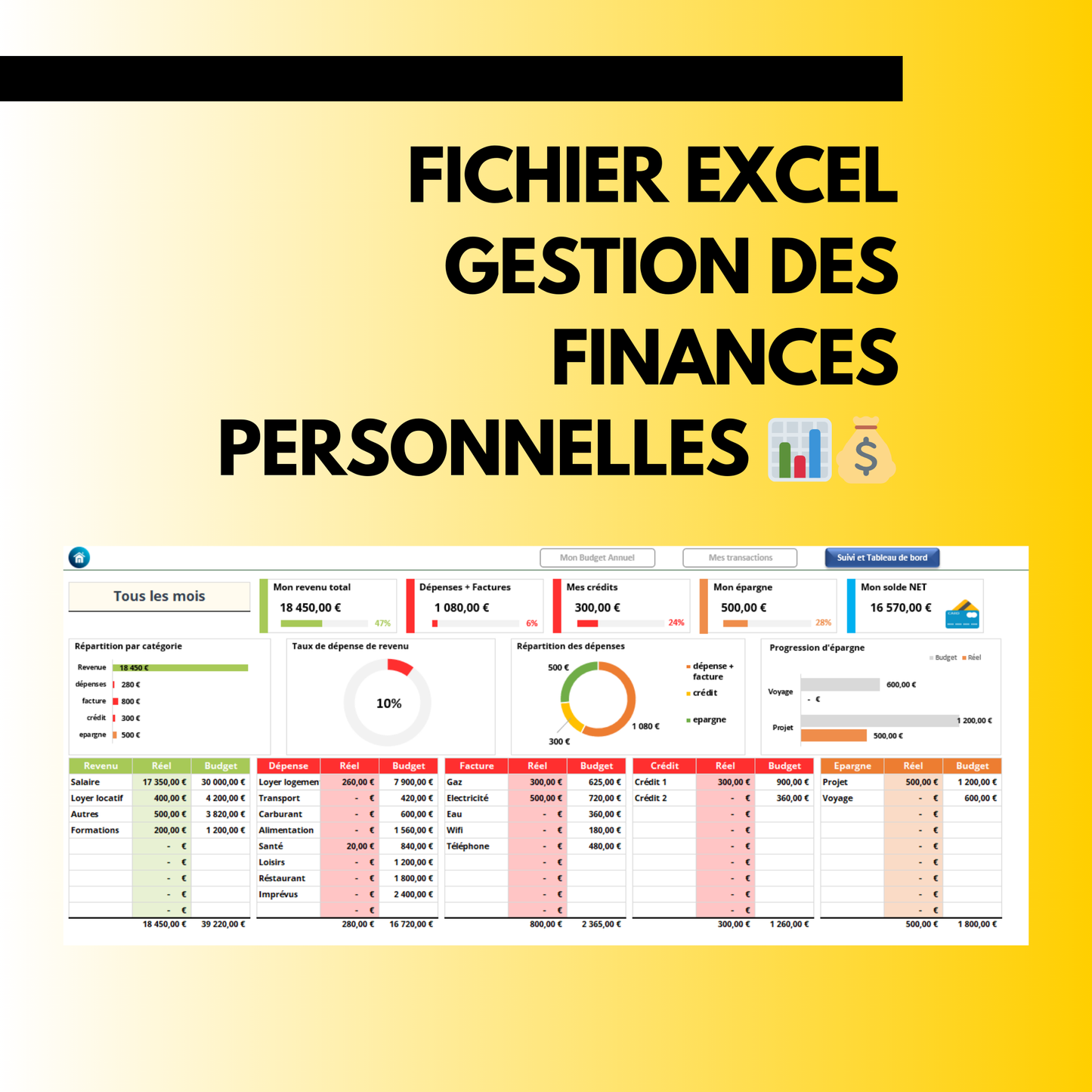 Fichier Excel gestion des finances personnelles 📊💰
