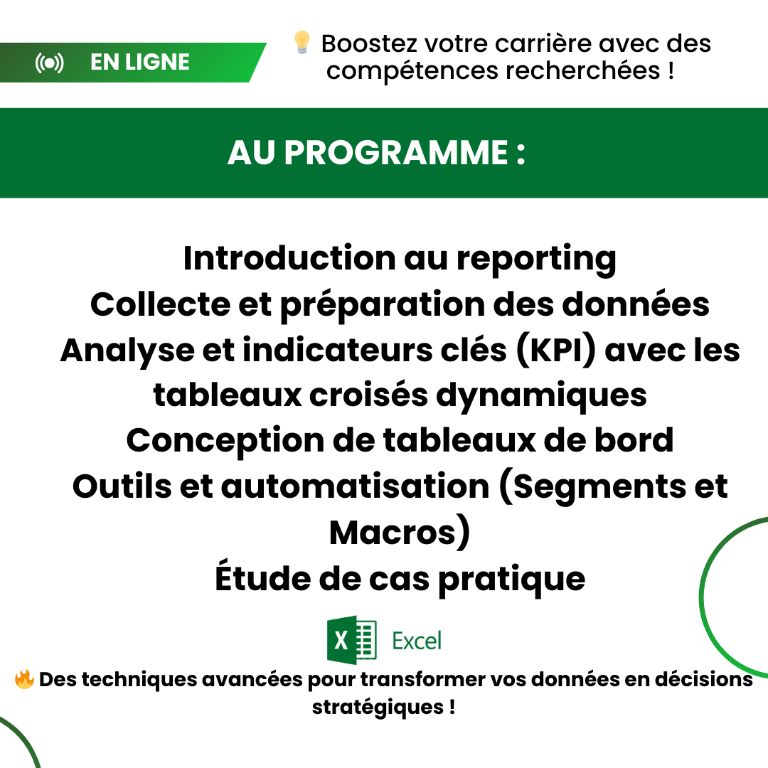 Formation Individuel en reporting sur Microsoft Excel 📊✅