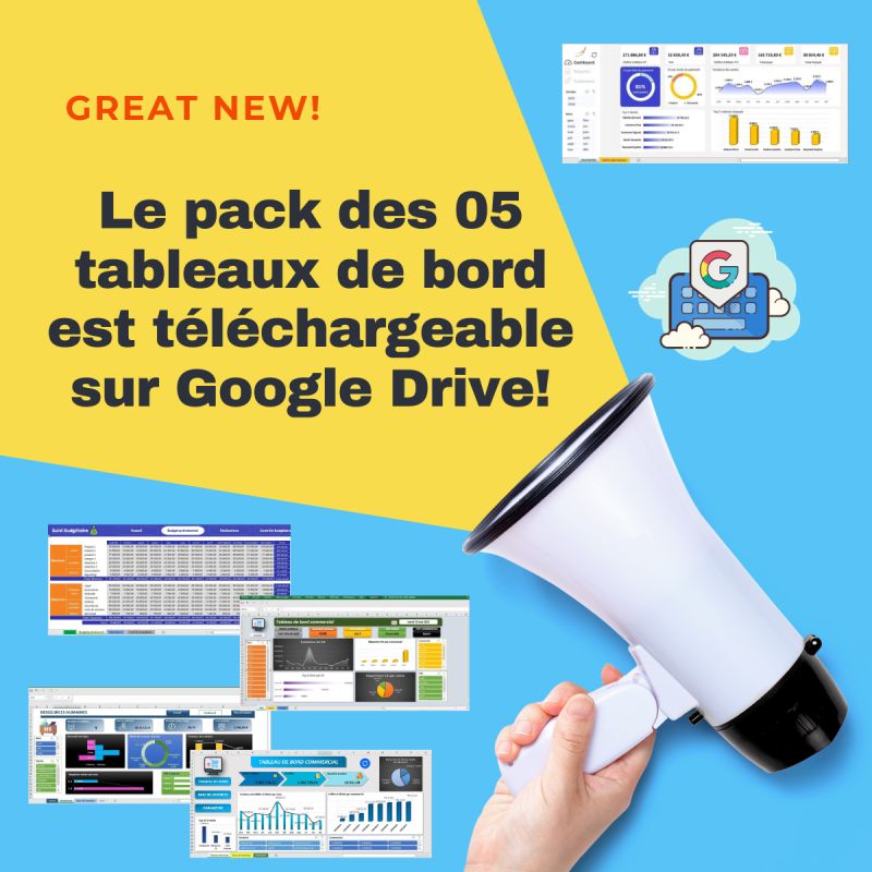 🚀 Pack 5 Tableaux de bord Commercial + Budget + RH! 📊